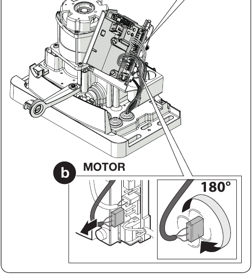 Περιστροφή του συνδέσμου MOTOR κατά 180 μοίρες για τοποθέτηση ROBO1000 αριστερά