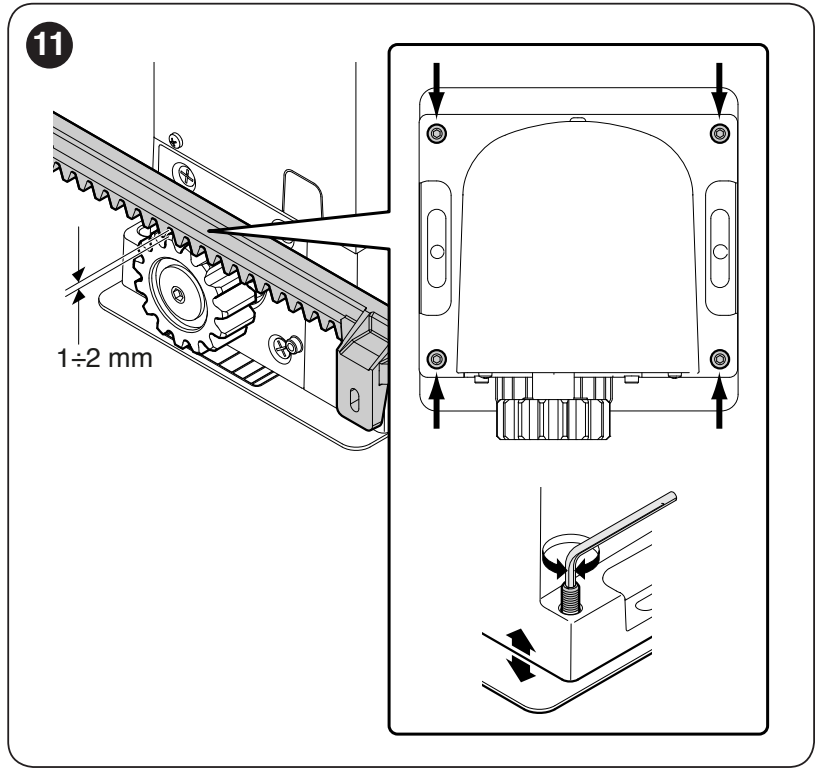 NICE SLIGHT SLH400 – διάκενο 1 έως 2 mm μεταξύ κρεμαγιέρας και γραναζιού