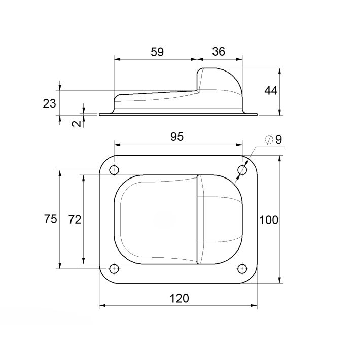 Στοπ ανοιγόμενης αυλόπορτας 120x100x44mm Στοπ ανοιγόμενης αυλόπορτας 120x100x44mm