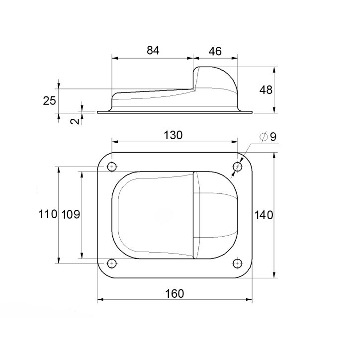 Στοπ ανοιγόμενης αυλόπορτας 140x160x48mm Στοπ ανοιγόμενης αυλόπορτας 140x160x48mm