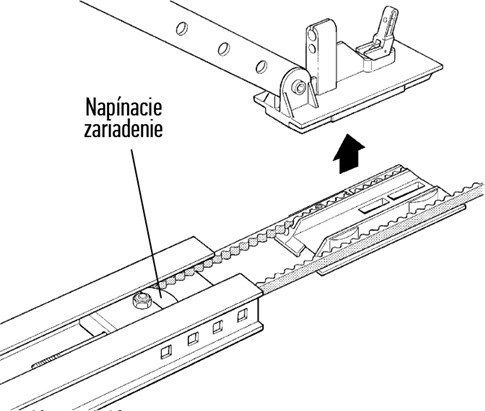 3. Μετακινήστε τη διάταξη τάνυσης στη μεσαία θέση, ώστε να μπορέσετε να αφαιρέσετε το φορείο από τη ράγα: