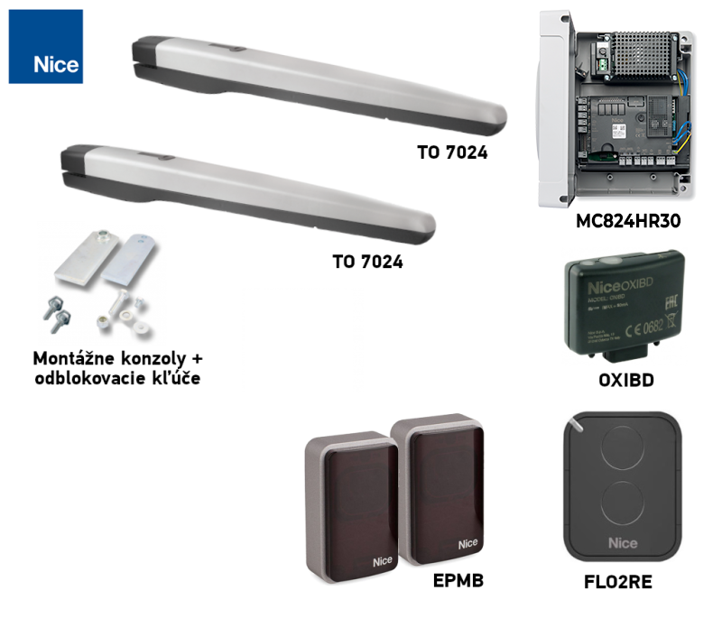 Σετ NICE Toona TO7024 για δίφυλλη πύλη με φωτοκύτταρα